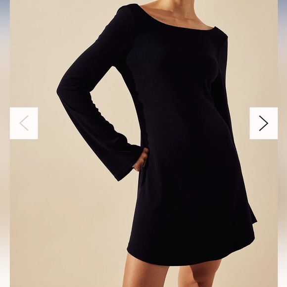 Free People Longsleeve black dress open back NEW - Picture 2 of 6